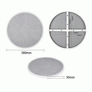 Plateau de table extérieur rond en verre trempé effet pierre gris clair bord blanc 580 mm | Bolero - DL485_2