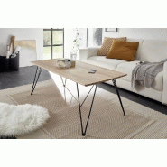 Table basse 120x60 cm Casa - chêne massif noueux huilé et acier époxy noir laqué_2