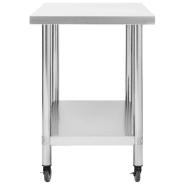 Vidaxl table de travail de cuisine avec roues 100x60x85 cm inox 51639_2