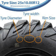 25x10.00-12 ATV 255/65R12 Tyre 8ply WL03 OBOR Antelope 73N Road Legal (Set of 3)_2