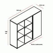 Armoire moyenne avec porte coulissante - MDD - Wengé_2