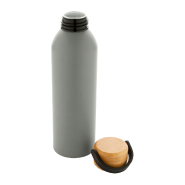 Bouteille en aluminium - 600 ml - avec couvercle en bambou - couleur gris - poids 150 gr_2