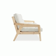 Canapé convertible futon GRAD - Pin naturel - Coloris naturel - Couchage 130 x 190 cm - Style scandinave_2