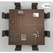 Table de réunion carrée Kyo avec pieds verre - Martex - Noyer_2