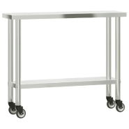 Vidaxl table de travail de cuisine avec étagère 110x30x150 cm inox 3208905_2