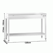 Table inox de découpe avec plan blanc - Profondeur 700 mm | Ggm - 1200_2