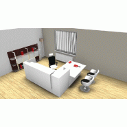 Bureau d'accueil angle Z2 avec accès bas sur le côté - Officity. - Blanc mat, Droite, Blanc_0