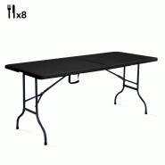 Tables pliantes noires 180 cm - lot de 5 - format valise avec poignée et usage professionnel intensif_2
