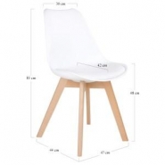 Chaise de restaurant scandinave MOLDE - blanche avec assise rembourrée et piétement en bois_2