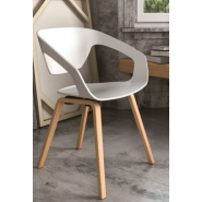 Ensemble de 4 fauteuils LINER - Monocoque polypropylène - Pieds bois - 4 finitions - Référence 8115 SR M_2