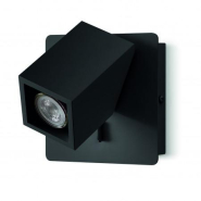 Applique orientable ORFEO en métal - GU10 5W noir - acier et aluminium - fourni avec bouton - 7503_2