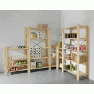 Étagère en pin - 4 tablettes - l.82 x p.40 x h.170 cm - finition brute à peindre - charge 100 kg par tablette_2