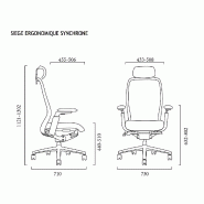 Fauteuil de bureau synchrone Iris-A - Avec têtière_2