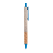 Stylo bille écologique en paille de blé avec grip en liège naturel - Encre bleue - Couleur bleu_2