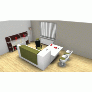 Bureau d'accueil angle Z2 avec accès bas sur le côté - Officity. - Vert, Droite, Blanc_0