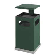 Poubelle cendrier publique avec couvercle amovible - 80 L - 3 ouvertures - liner en métal et insert-cendrier noir_2