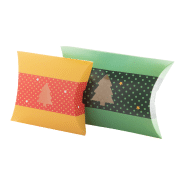 Boîte en forme de petit coussin - sur mesure en papier cartonné imprimé - fenêtre sapin de Noël_2
