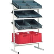 Châssis en T modulable pour stockage des bacs - Montants perforés - Charge 100 kg par module