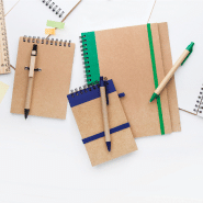 Bloc-notes - 70 pages lignées en carton recyclé avec stylo assorti - Couleur bleue_2