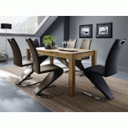 Lot de 2 chaises ALBI en tissu marron - piètement luge en tube chrome - design chic et moderne_2