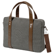 Sacoche en toile - Compartiment rembourré pour ordinateur portable 15'' et tablette 10'' - Bandoulière réglable et finitions en PU_2