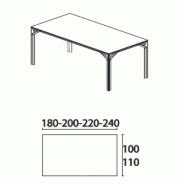 Bureau droit X8 avec plateau en bois - Officity. - 180, Blanc