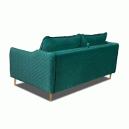Canapé lit scandinave 3 places Lagos 140 cm - ouverture express, sommier à lattes, matelas 13 cm en velours vert canard_2