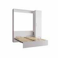 Armoire Lit Dynamo Blanc Mat - Couchage 140 x 200 cm avec Colonne de Rangement_2