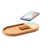 Chargeur sans fil de bureau - organisateur en liège naturel avec support téléphone intégré - 10W_2
