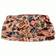 Masque lavable en soie imprimée Lyon estival - doublé coton - pêche - 9x18 cm_2