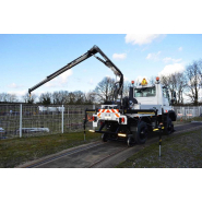 UNIMOG rail-route grue Mercedes-Benz bras de grue charges transport chantier maintenance tramway_2