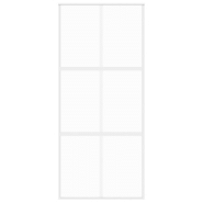 Vidaxl porte coulissante blanc 90x205 cm verre trempé aluminium 155217_2