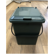 Bio-seau injecté PEHD vert - Réf 213003 - avec couvercle sur charnière et anse de transport_2