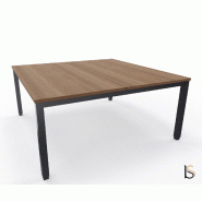 Bureau 2 personnes Tempo avec passe-câbles  - Mobel Linea - 180, Anthracite, Acacia foncé_3