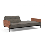 Canapé-lit Innovation Living Splitback Lauge - Convertible 115x210 cm - Tissu Flashtex Dark Grey - Accoudoirs Noyer_2