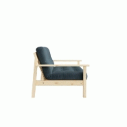 Canapé convertible futon UNWIND - Pin naturel - Coloris bleu pétrole - Couchage 130 x 190 cm - Style scandinave_2