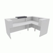 Bureau d'accueil avec retour Delta blanche avec réhausse. - 184, Droite, Blanc, Oui, Acacia clair_2