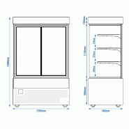 Vitrine réfrigérée 1200 mm - 950L - 3 étagères réglables | KTG127W_2
