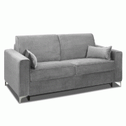 CANAPÉ CONVERTIBLE EXPRESS JACKSON 160CM SOMMIER LATTES TÊTE DE LIT INTÉGRÉE POLYURÉTHANE GRIS CLAIR MATELAS 16 CM_2