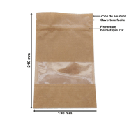 200 poches stand up kraft - 13×21+3,5 cm - recyclable avec fermeture ZIP_2