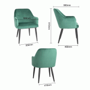 Chaises en velours Lia vertes - Lot de 2 - FX070 | Bolero_2