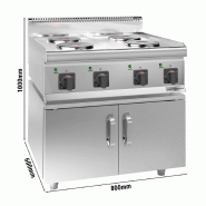 Cuisinière électrique - 8 kW - 4 plaques rondes - incl. Soubassement avec 2 portes  - Mario 600 | GGM -EHK66-E-UBK66-E_2