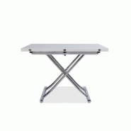 Table basse relevable extensible Trendy - mélaminé chêne blanc avec pied chromé - 110 x 70/140 cm_2