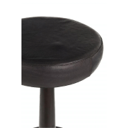 Tabouret de bar Valona en cuir noir - design contemporain avec dossier et piétement chromé_2