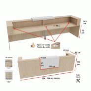 Banque d'accueil 2 personnes delta first avec 1 top - MOBEL LINEA - 284, anthracite, chêne moyen_2