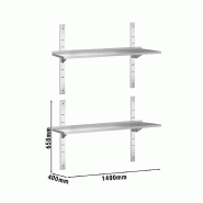 Etagères murales en inox 2 niveaux Profondeur 400 mm - 1400_2