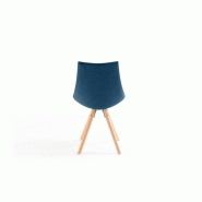 Lot de 2 chaises Sylvain - tissu bleu et pieds en hêtre naturel - design chic et confortable_2
