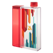 Gourde rectangulaire en plastique transparent - réservoir amovible - capacité 320 ml / 125 ml - couleur rouge_2