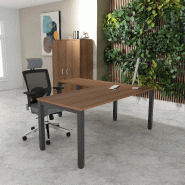 Bureau d'angle Tempo - Mobel Linea. - 160, Anthracite, Acacia foncé, Non_0