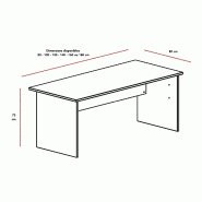 Bureau individuel Tono, pieds blanc - Mobel Linea - 180, Chêne grisé_2